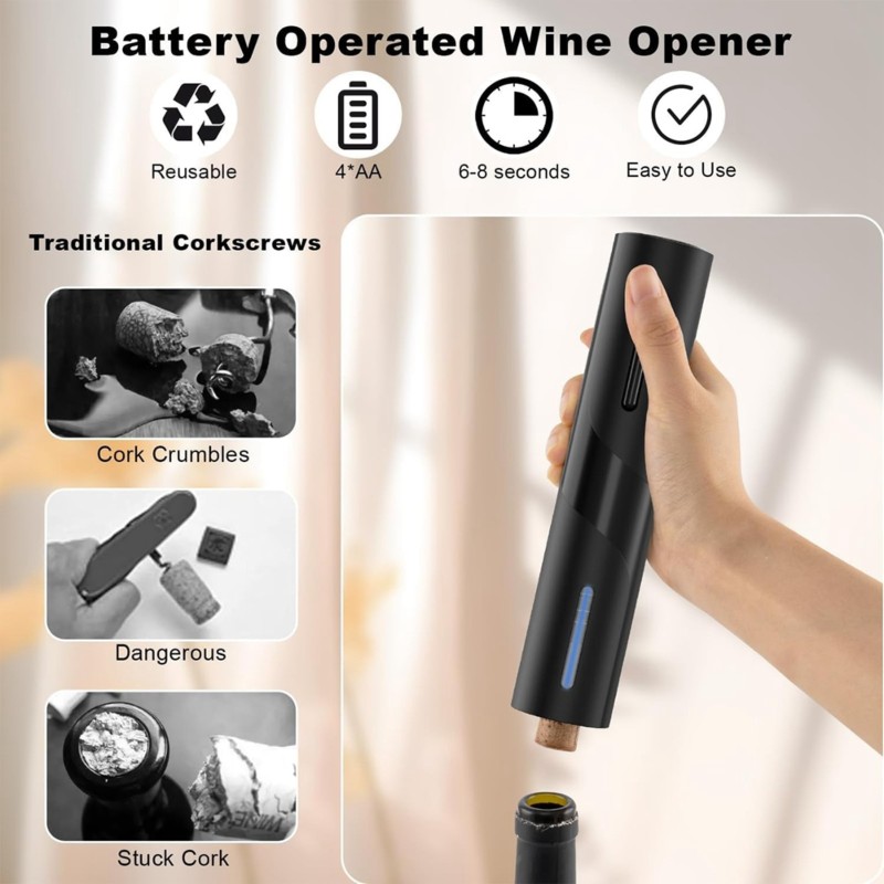 Wine Opener Electric - [NEW!N92R】 Portable Automatic Bottle Opener-Electric Stainless