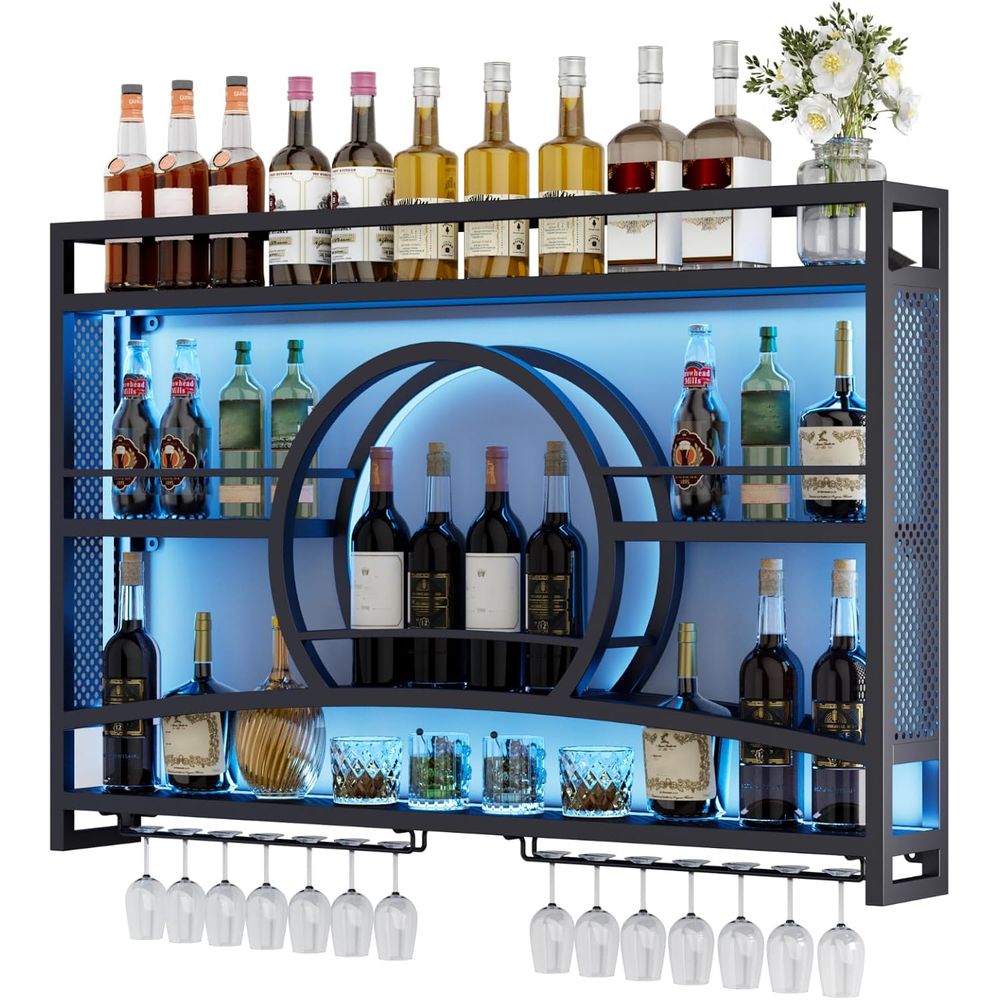 Wine Rack Wall Mount - 3-Tiers 46in Wine Rack Wall Mounted