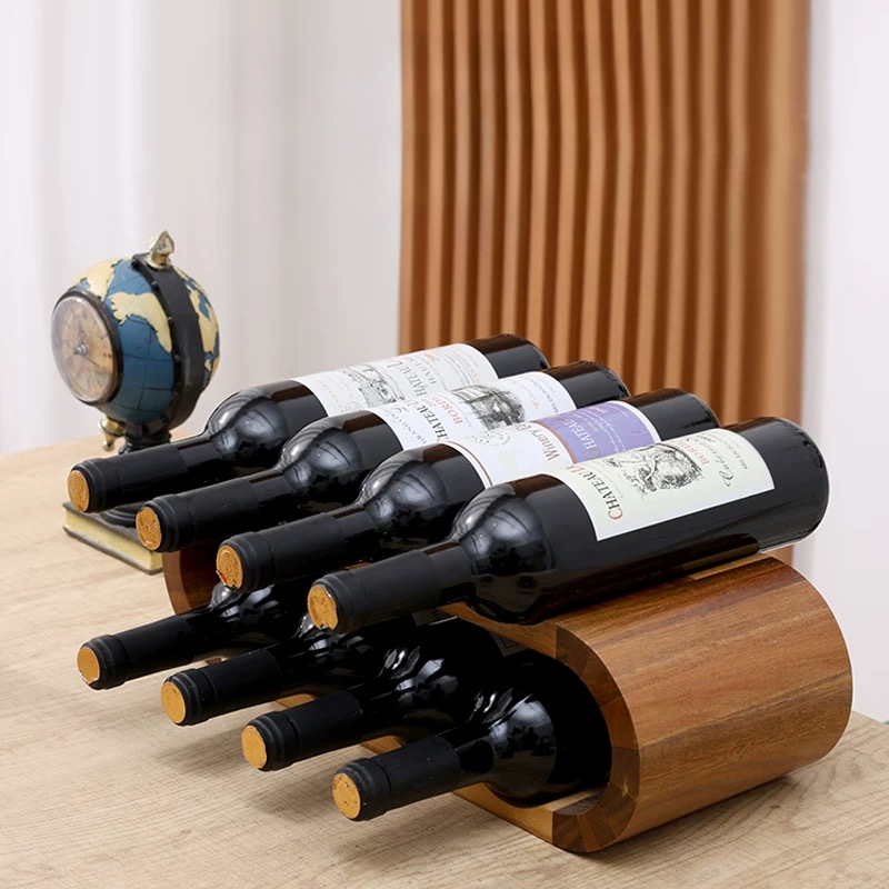 Wine Rack Wall Mount - Wooden Double-layer Red Wine Display Piece
