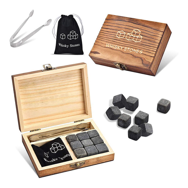 Whiskey Stone Set - 9 PCS Whisky Ice Stones Reusable