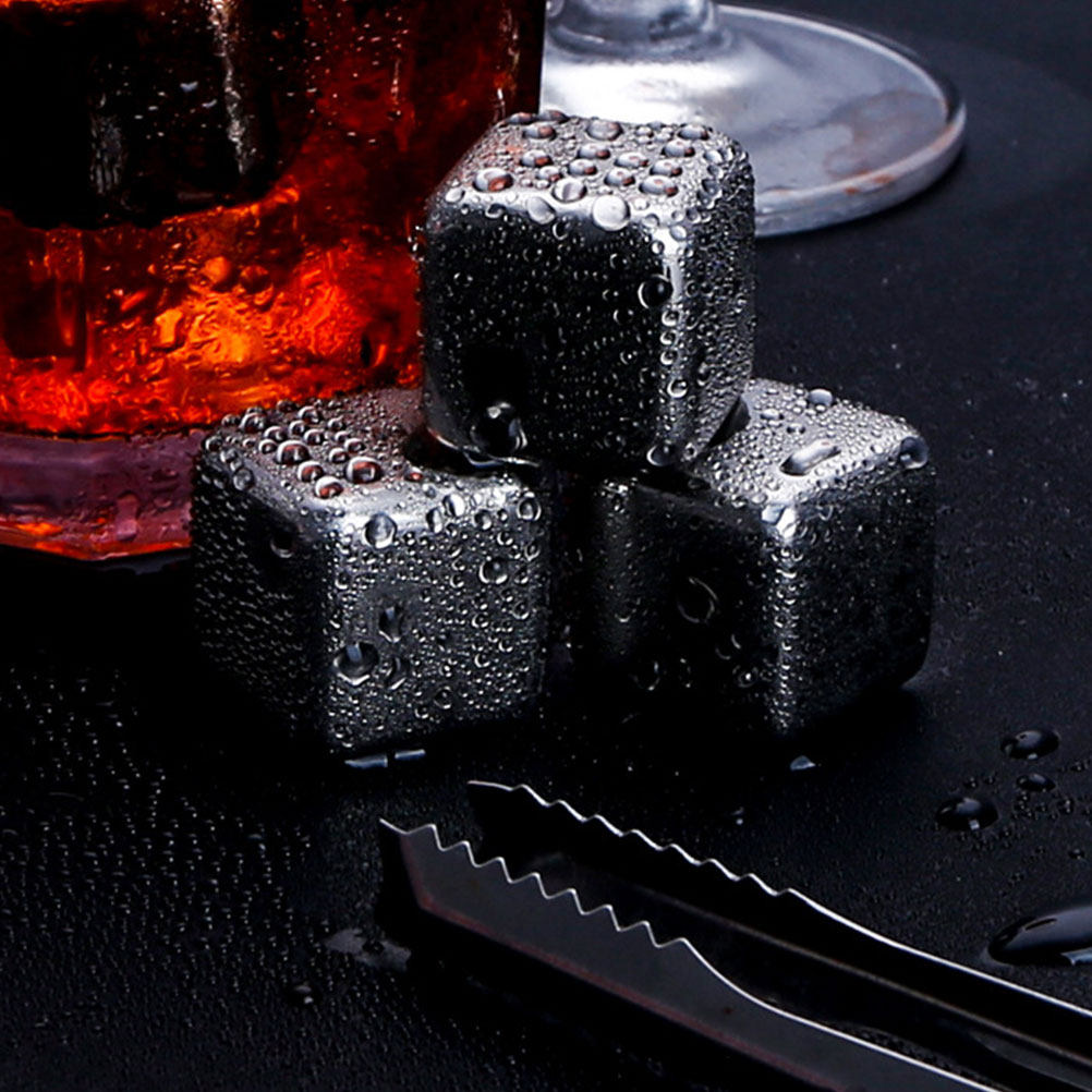 Whiskey Stone Set - 2Sets Stainless Steel Ice Cubes Reusable