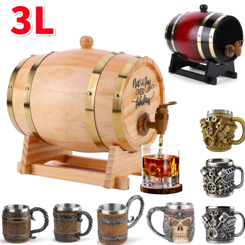 3L Wooden Whiskey Barrel with  - Wine Whiskey Beer ulasan dan harga