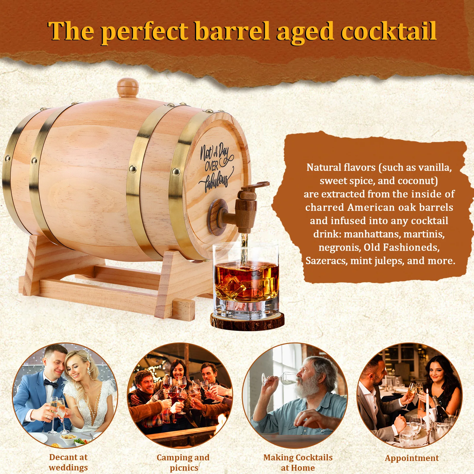 3L Wooden Whiskey Barrel with  - Wine Whiskey Beer ulasan dan harga