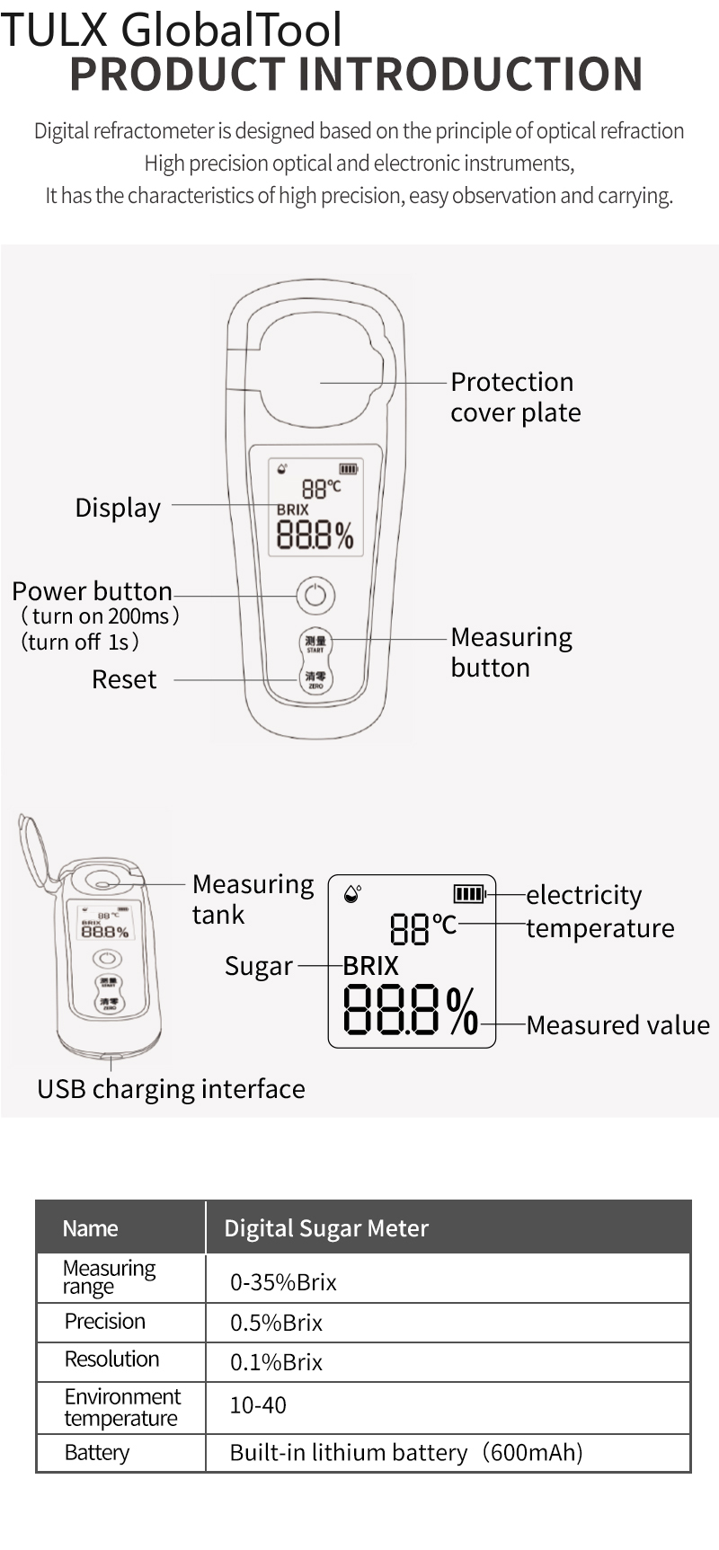 TULX BM-04S Digital Brix Refra - Wine Beer Combination ulasan dan harga