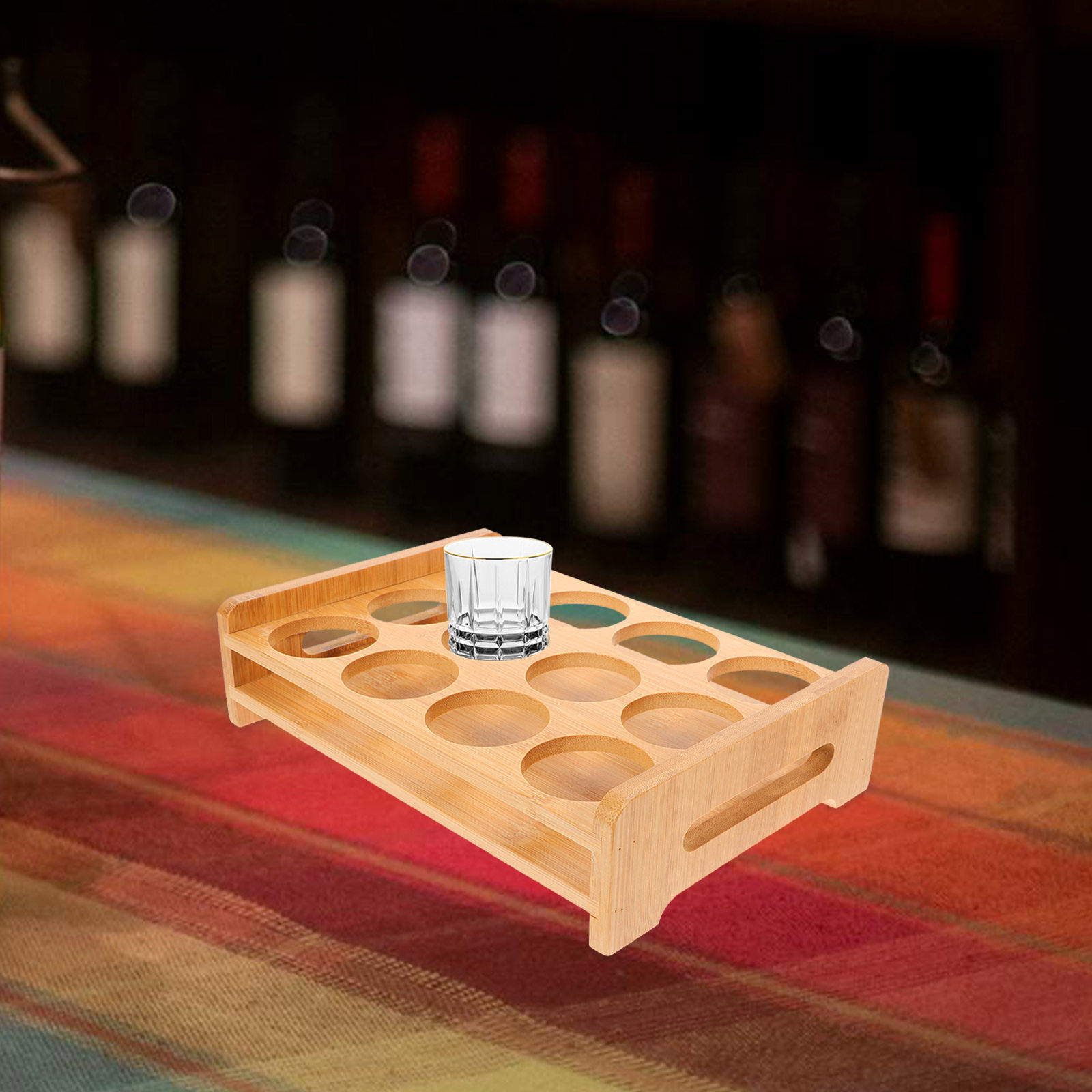 Bamboo Shot Glasses Holder Dis - Wine Whiskey Beer ulasan dan harga