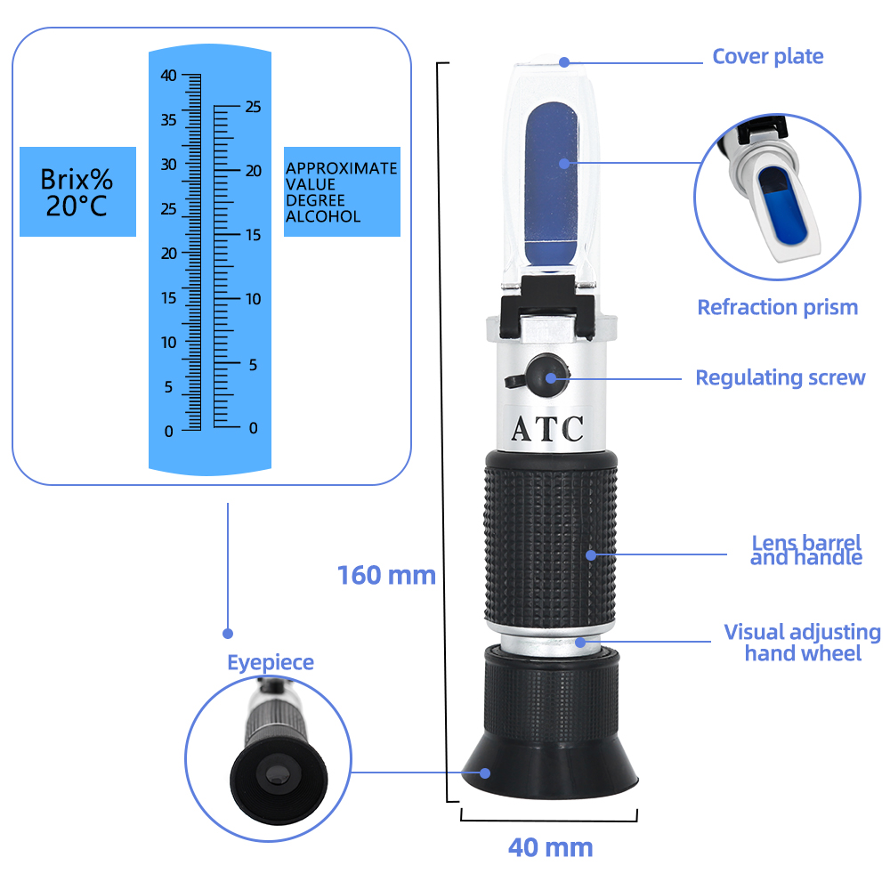 Handheld 0~40% Sugar Refractom - Wine To Beer Alcohol ulasan dan harga