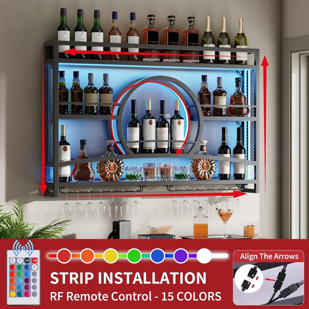 3-Tiers 46in Wine Rack Wall Mo - Wine Rack Wall Mount ulasan dan harga