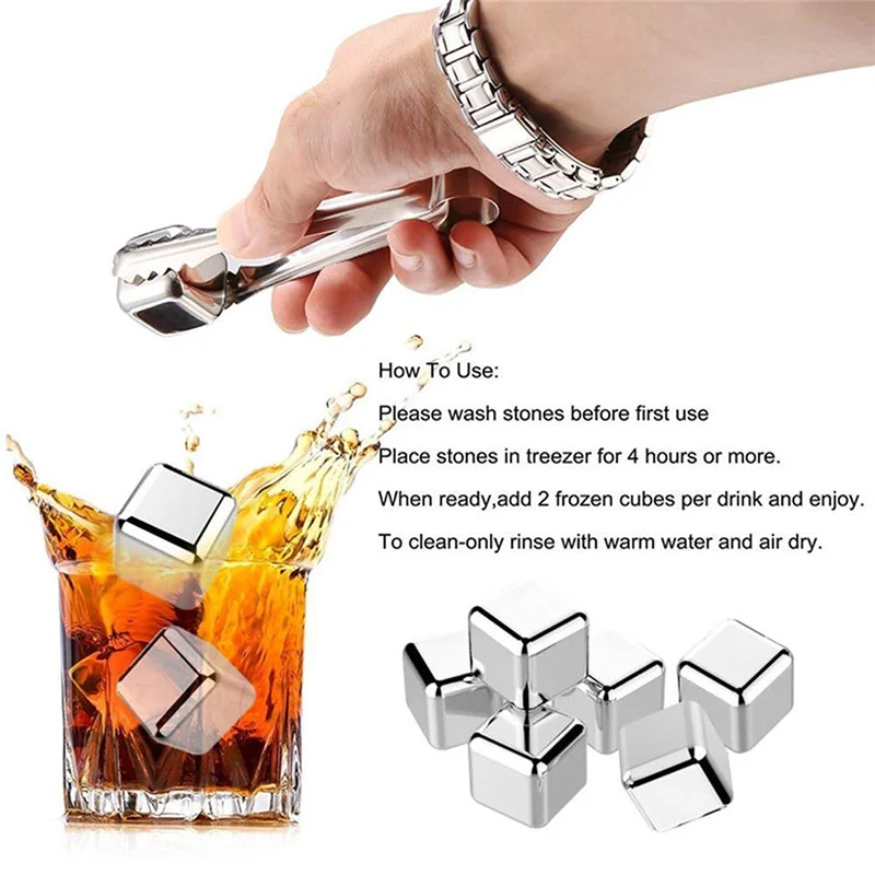 4/6/8 Pcs Stainless Steel Ice  - Whiskey Stone Set ulasan dan harga