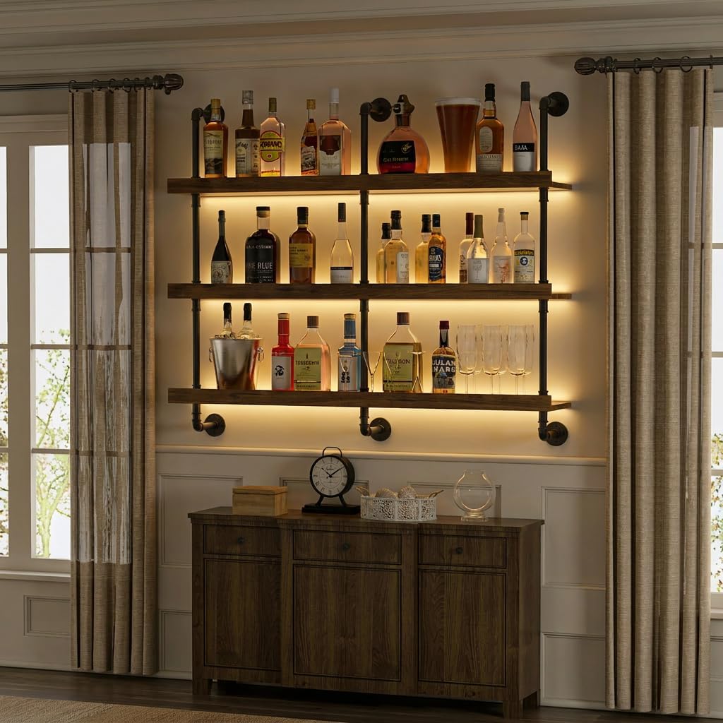 Wall Mounted Wine Rack With LE - Wine Rack Wall Mount ulasan dan harga