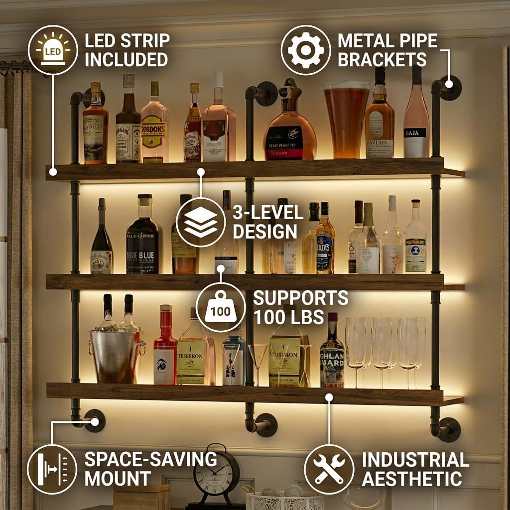 Wall Mounted Wine Rack With LE - Wine Rack Wall Mount ulasan dan harga