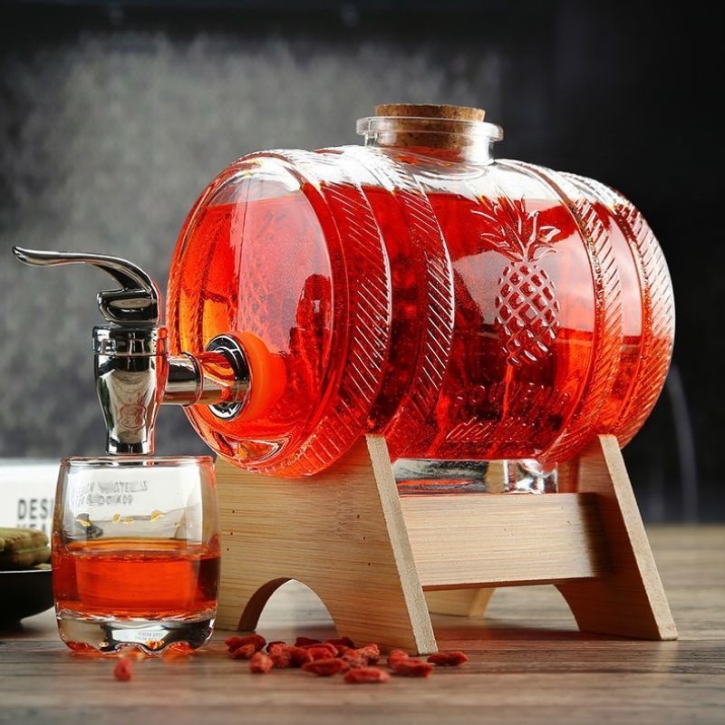 1L Glass Whiskey Barrel Wine B - Wine To Beer Alcohol ulasan dan harga
