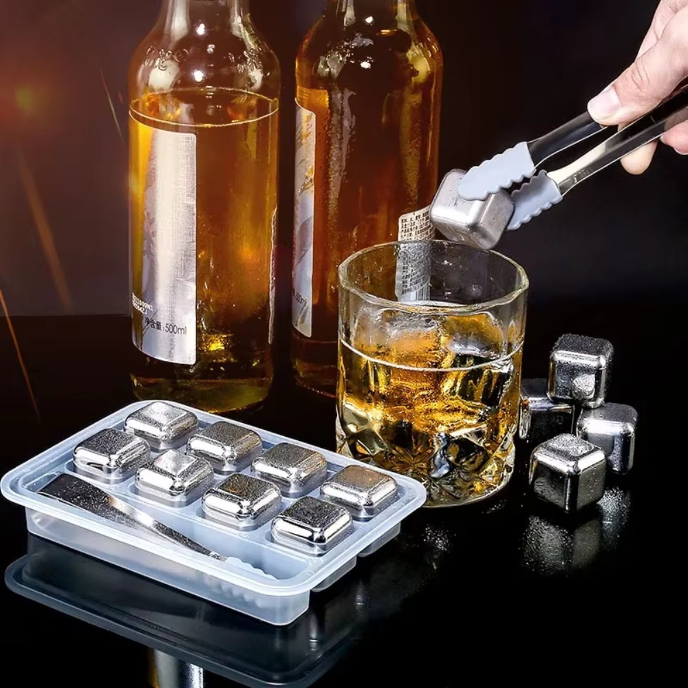 4/6/8 Pcs Stainless Steel Ice  - Whiskey Stone Set ulasan dan harga