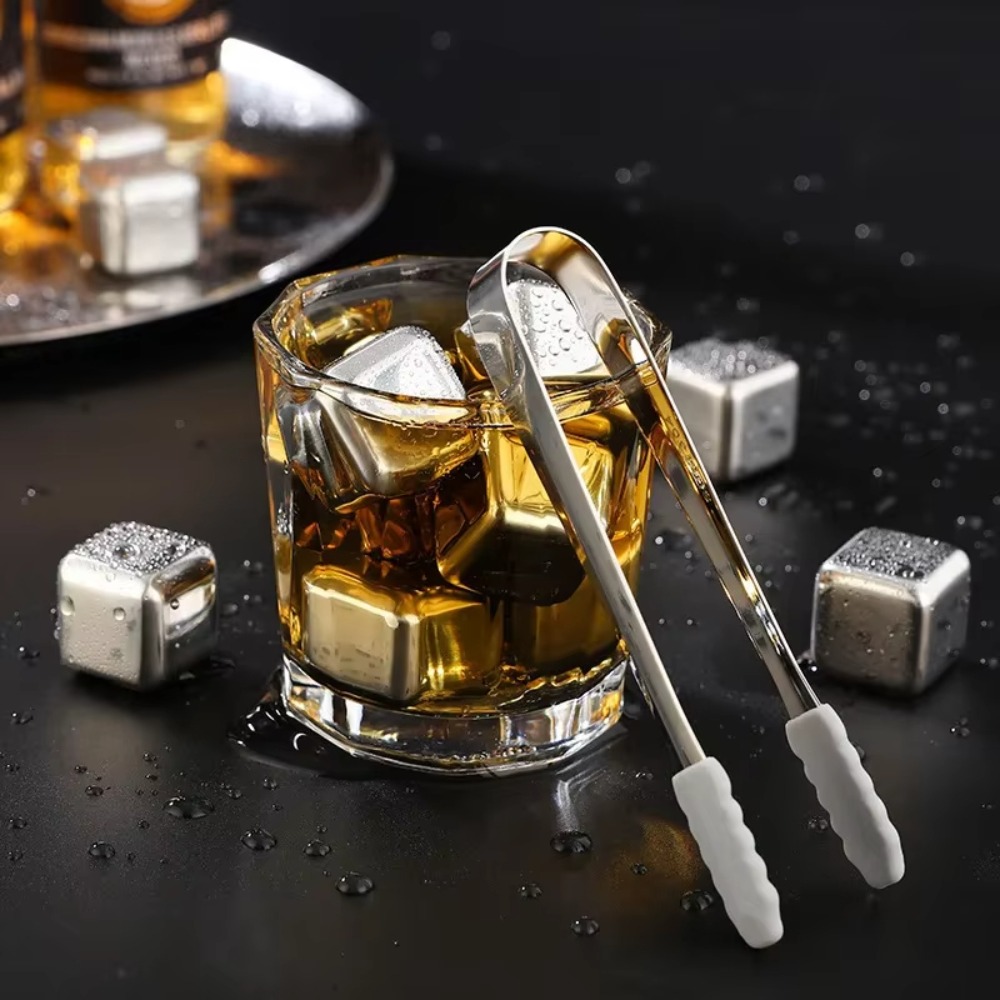 4/6/8 Pcs Stainless Steel Ice  - Whiskey Stone Set ulasan dan harga