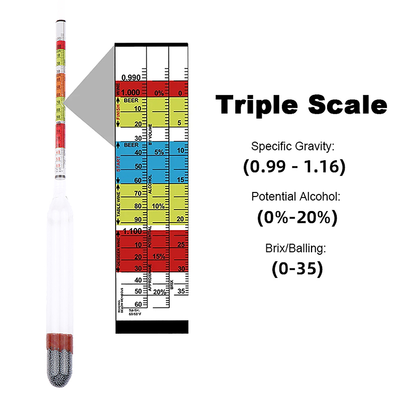 Triple Scale Hydrometer Home B - Wine To Beer Alcohol ulasan dan harga